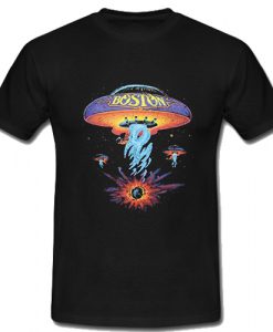 Boston Rock Band Classic Spaceship Distressed T Shirt