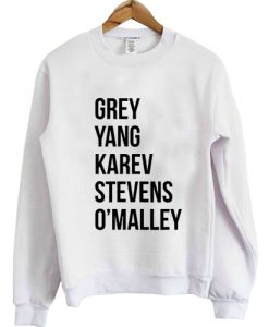 Greys Anatomy Sweater Grey Yang Karev Stevens O'Malley Sweatshirt