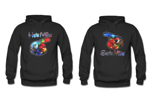 He's And She's Mine Galaxy Couple Hoodie