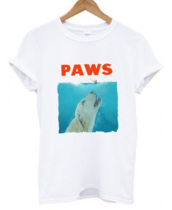 PAWS a parody of the 1975 movie JAWS but with a Dog T shirt