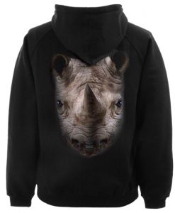 Rhino African Bufalo Animal Big Face Hoodie Back