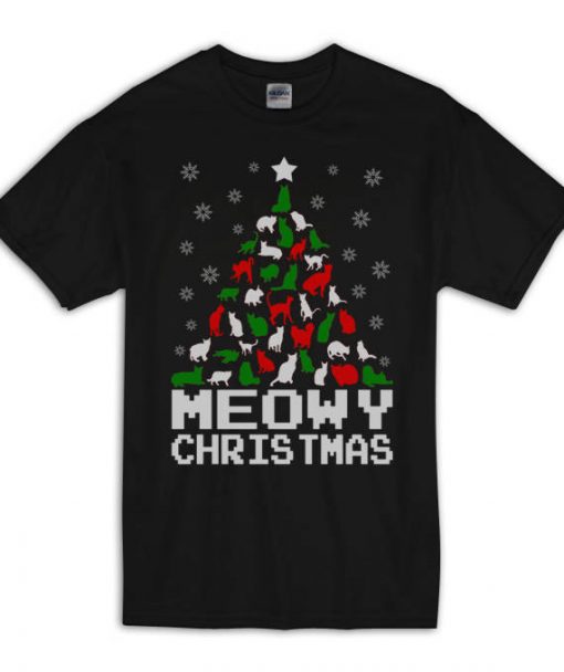 Meowy Christmas Cat T Shirt