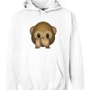 emoji monkey covering mouth hoodie