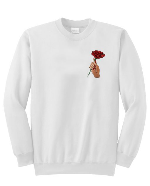 A rose flower in hand Sweatshirt