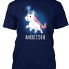 American Unicorn USA Flag Red White Blue Tshirt