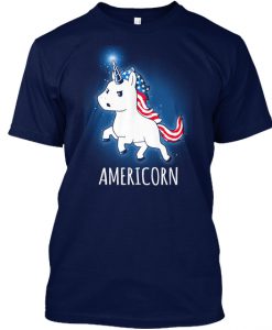 American Unicorn USA Flag Red White Blue Tshirt