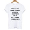 chocolate french fries hot dog ice cream shirt