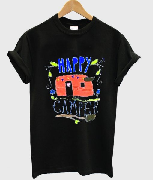 happy camper tshirt black