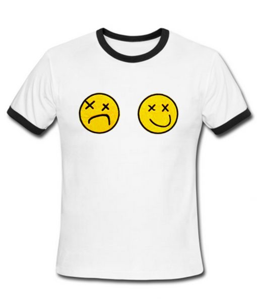 happy & sad face ringer shirt