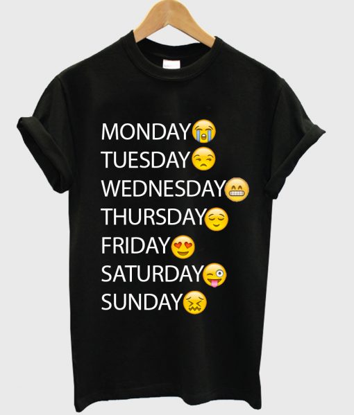 one week emoji black tshirt