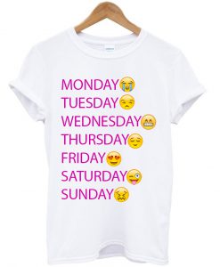 one week emoji white tshirt