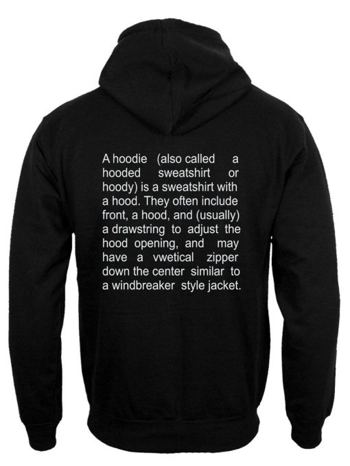 the description of a hoodie back