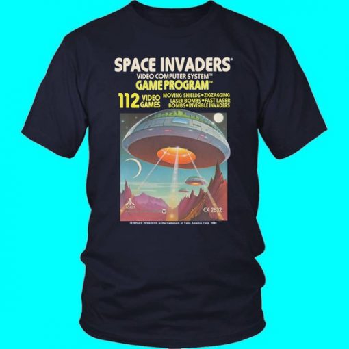 Space Invaders Atari 2600 Retro Vintage Video Game Box Art Unisex T-Shirt