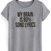 my brain is 80% song lyrics tshirt