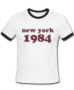 new york 1984 shirt maroon text shirt