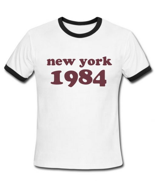 new york 1984 shirt maroon text shirt