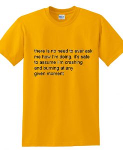 there is no need to ever ask me how i'm doing tshirt