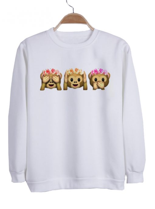 Flower Crown Monkey Emoji Sweatshirt