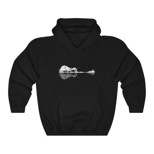 Nature Guitar Black Unisex Heavy Blend Hoodie