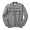 im sorry its just that i literally do not care at all sweatshirt
