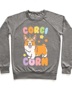 CorgiCorn Unciorn Corgi White Print Crewneck Sweatshirt