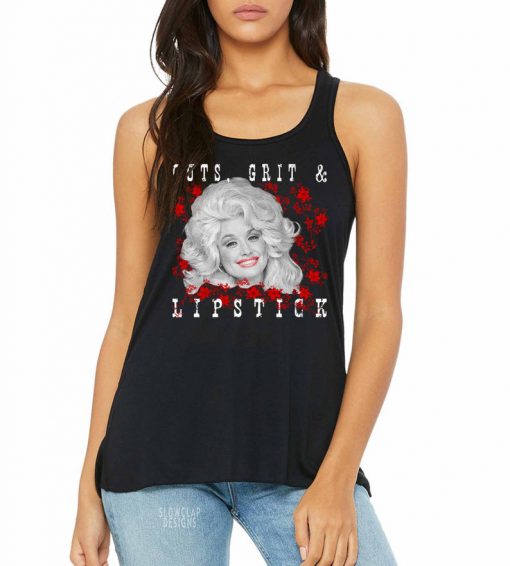 Guts, Grits, and Lipstick Dolly Racerback Tank Top