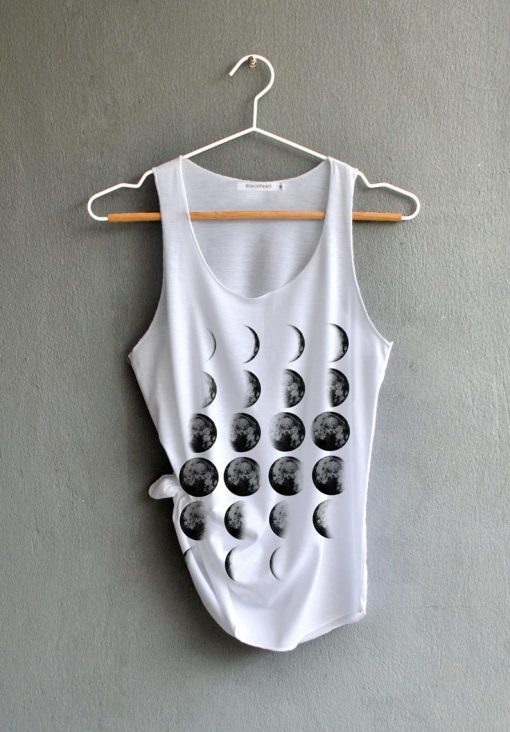 Moon Phase Shirt Moon Night Shirt Moon space tank top White Tank Top Womens