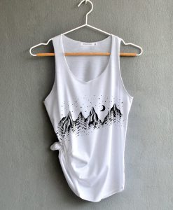 Mountains Tank top Hiking Shirts Lake Tank top Camping Shirt Shirts White Tank Top Womens