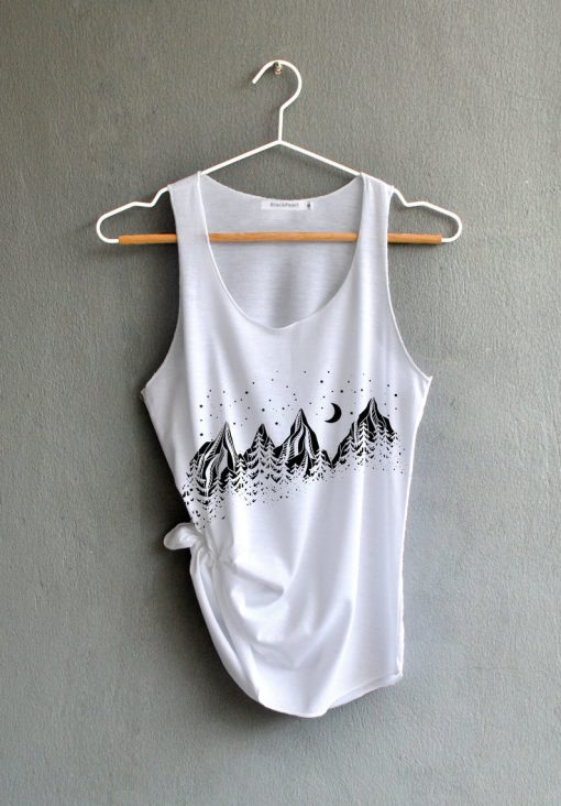 Mountains Tank top Hiking Shirts Lake Tank top Camping Shirt Shirts White Tank Top Womens