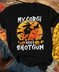 My Corgi rides shotgun Halloween T-shirt