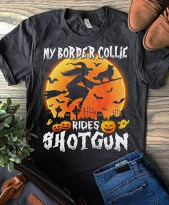 My border collie rides shotgun Halloween T-shirt