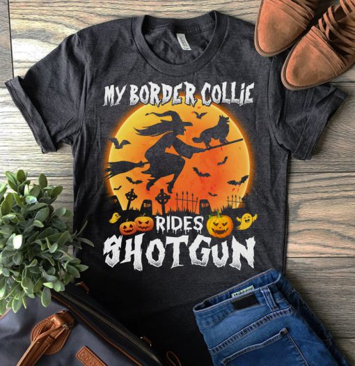 My border collie rides shotgun Halloween T-shirt