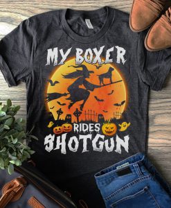 My boxer rides shotgun Halloween T-shirt