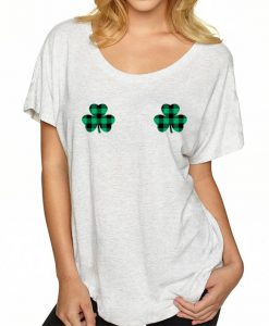 ST. PATRICKS DAY Shamrock Boobies Ladies Triblend Dolman T-shirt