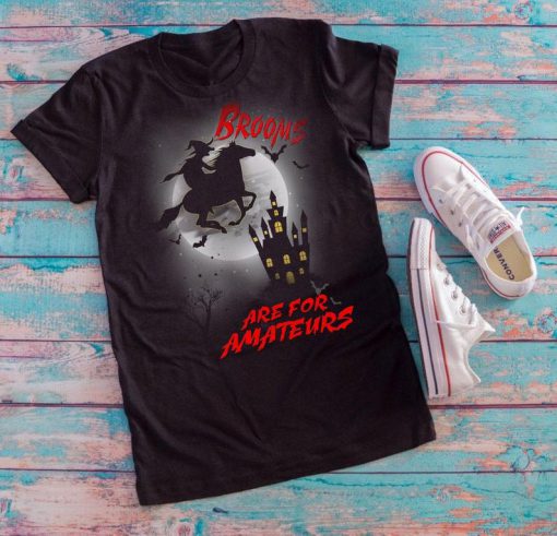 T-shirt Brooms are for amateurs, Horse Halloween shirts