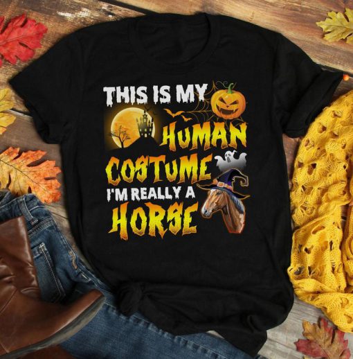 T-shirt Human Costume Horse Halloween, Horse Witch shirts