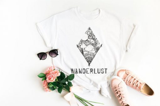 Wanderlust Unisex white t-shirt