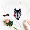 Wolf with rose unisex t-shirt