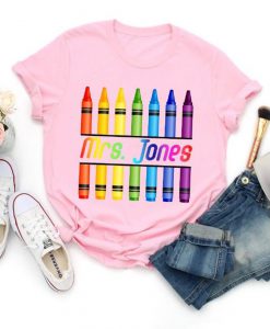 Personalized Teacher Shirt Crayon Teacher Shirt