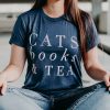 Cats Books and Tea - Cat Lover Gift tshirt