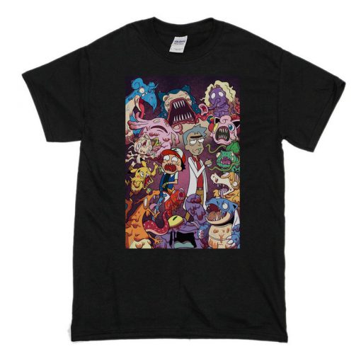 Pokemon Mash Up Cartoon Parody Morty & Rick T-Shirt