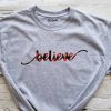 Believe Christmas Shirt with Red Buffalo Plaid