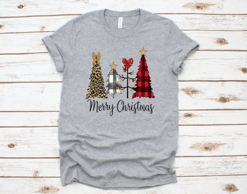 Merry Christmas T-Shirt, Buffalo Plaid Top,