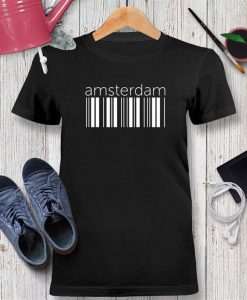 Amsterdam Lower Barcode Tshirt Unisex Adult, Cities Tshirt, Capitals Tshirt