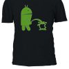 Android Robot Peeing On Apple Funny Tshirt