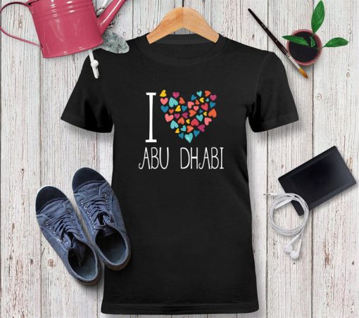 I love Abu Dhabi colorful hearts Tshirt Unisex