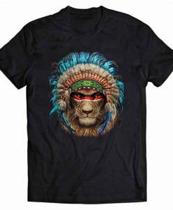 Alpha Lion in Native Indian Headdress Tshirt