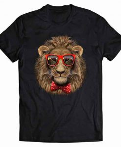 Alpha Lion in Red Retro Sunglass and Bow Tie Tshirt