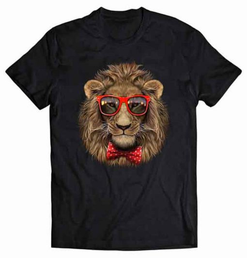 Alpha Lion in Red Retro Sunglass and Bow Tie Tshirt