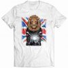 Alpha Lion on Bike with Flag of United Kingdom Tshirt